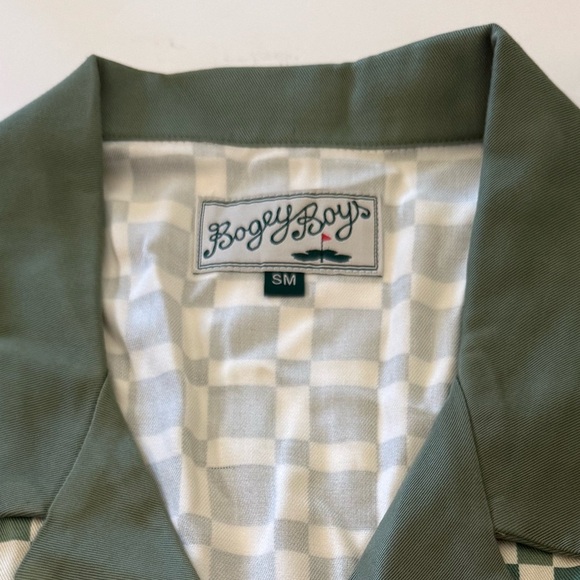 BOGEY BOYS by Macklemore, Tile Button Up Collar Shirt, Green/White, Size SM, NWT - Picture 9 of 11